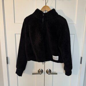 Calvin Klein Performance Women’s Black Sherpa 1/4 Zip Cropped Sweater Size XL